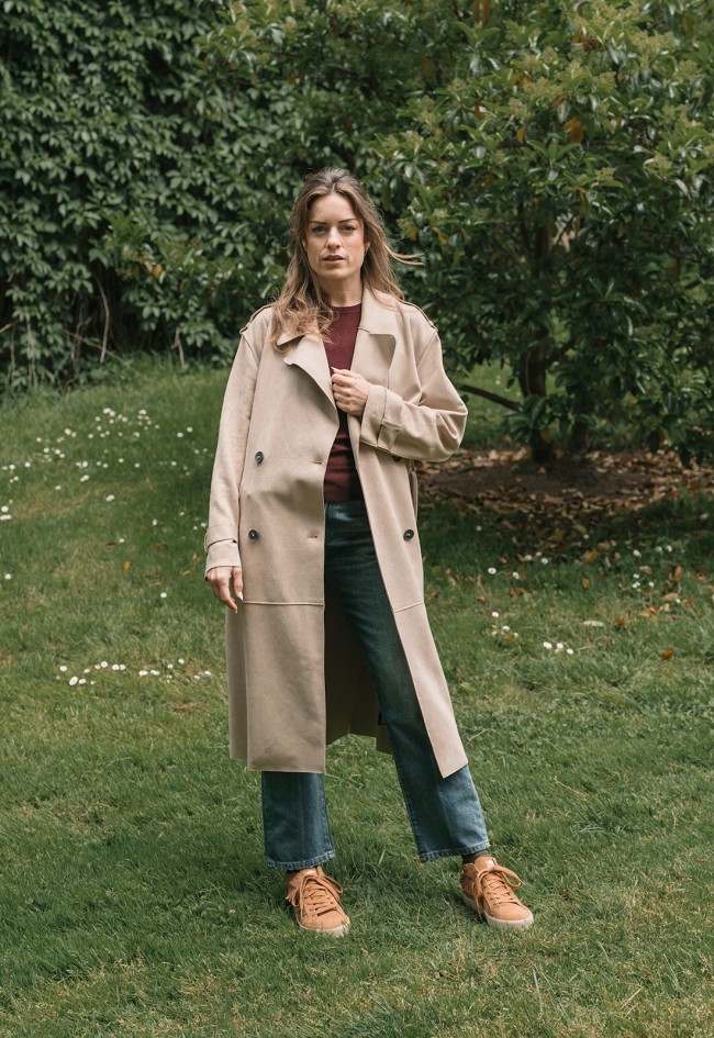 Botín mujer Natural World Frange serraje con flecos color camel eco-friendly