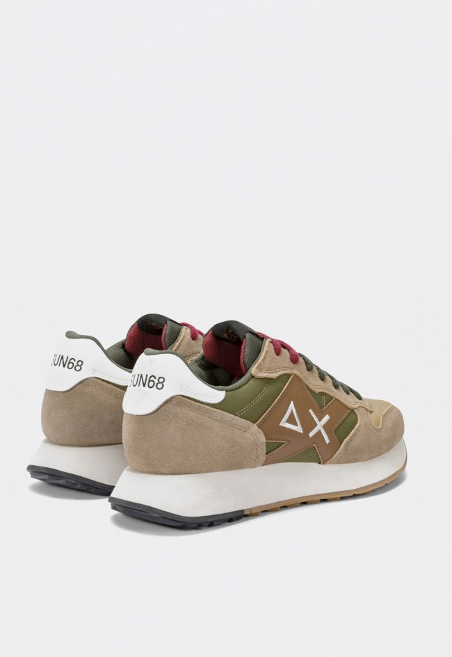 Zapatillas hombre Sun68 Jaki Bicolor nylon y serraje beige estilo running