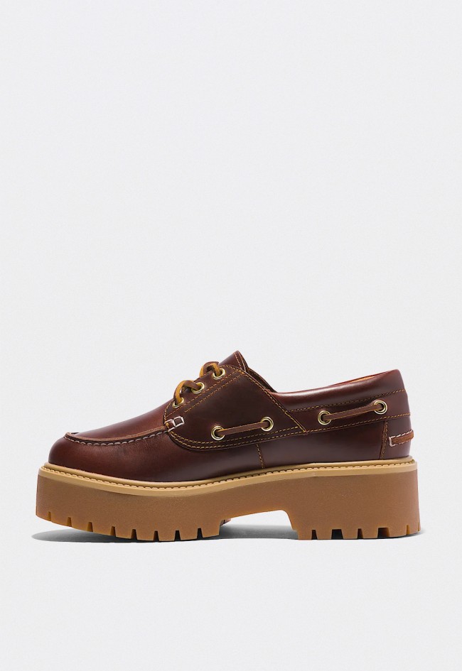Náuticos con plataforma de piel Premium Timberland Stone Street mujer marrón oscuro