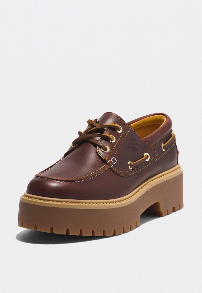 Náuticos con plataforma de piel Premium Timberland Stone Street mujer marrón oscuro