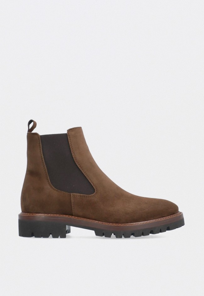 Botines mujer ALPE Militare marrones de piel con suela track y tacón bajo