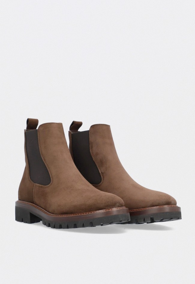 Botines mujer ALPE Militare marrones de piel con suela track y tacón bajo