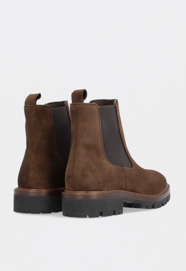 Botines mujer ALPE Militare marrones de piel con suela track y tacón bajo