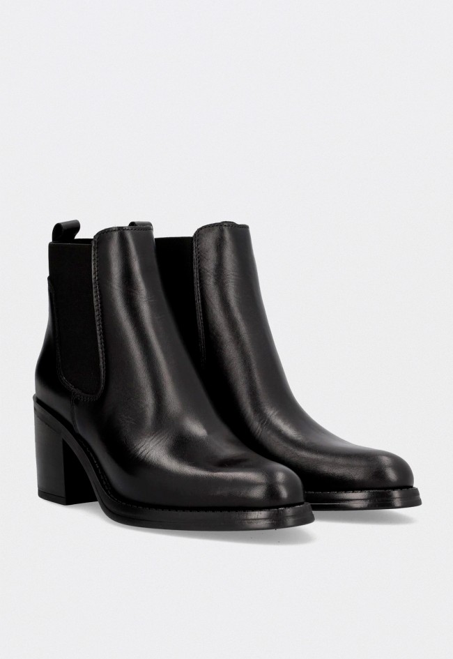 Botines mujer ALPE Leyna negros de piel con tacón medio