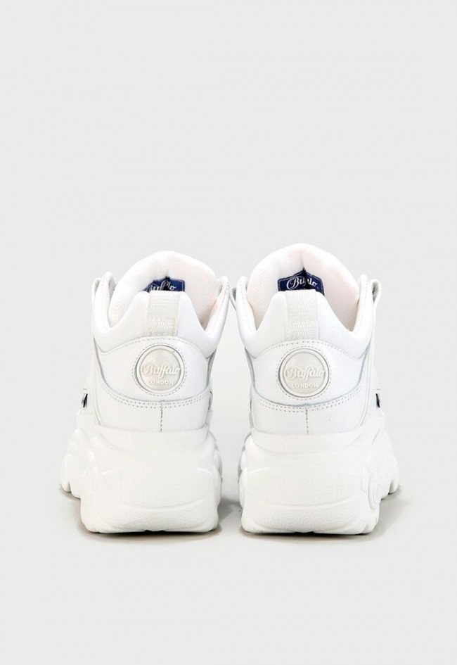 Zapatillas plataforma Buffalo Classic Low Leather blancas retro de piel