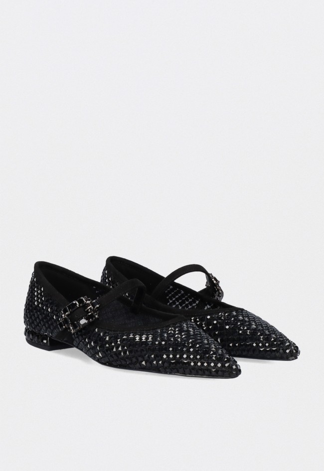 Bailarinas Exé EMERY-230 negras con strass y estilo sofisticado