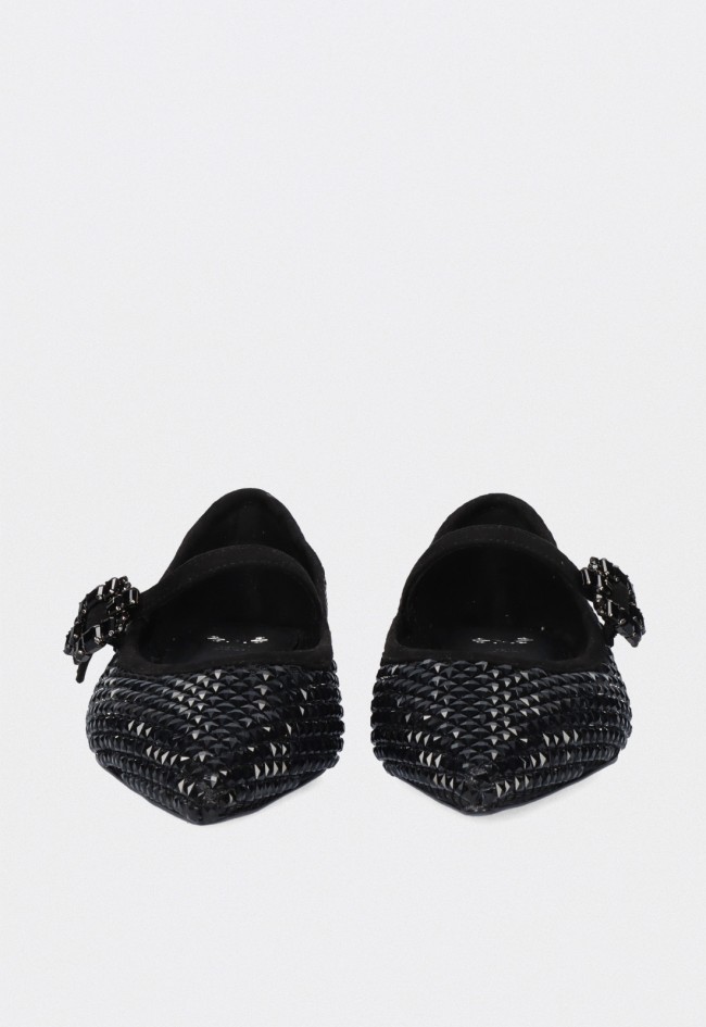 Bailarinas Exé EMERY-230 negras con strass y estilo sofisticado