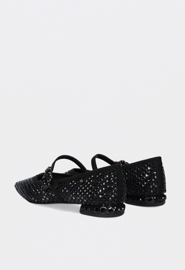 Bailarinas Exé EMERY-230 negras con strass y estilo sofisticado