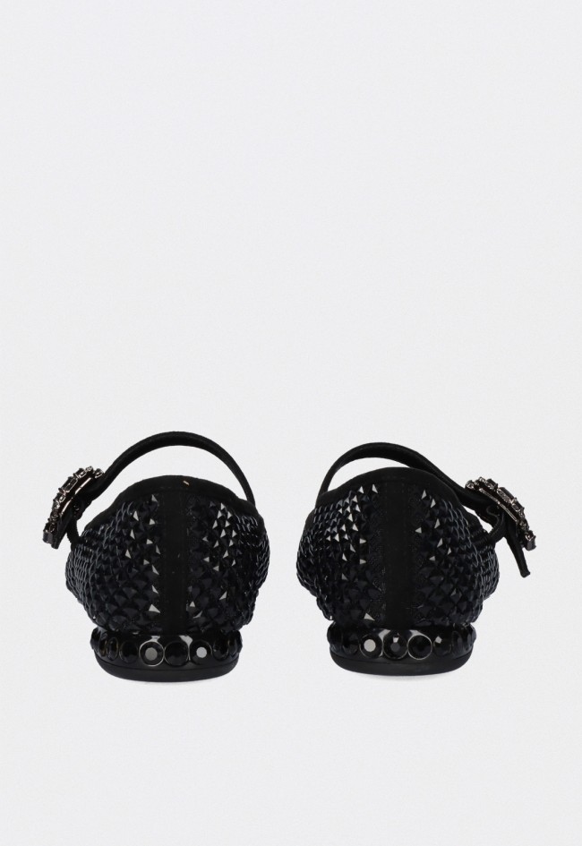 Bailarinas Exé EMERY-230 negras con strass y estilo sofisticado