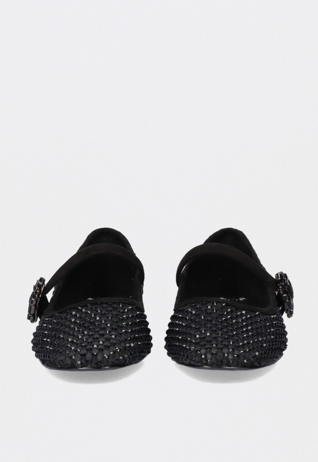 Bailarinas Exé ELIZA-260 negras con strass y hebilla elegante