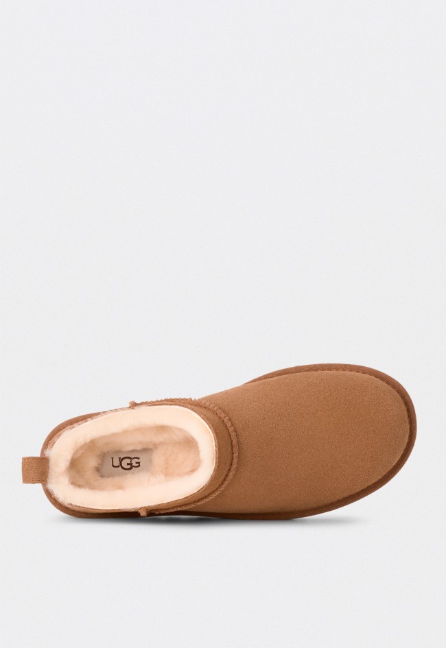 Botas UGG Classic Micro mujer color chestnut de ante y piel de oveja