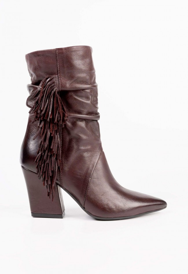 Botas cowboy mujer piel burdeos con flecos MIMMU Madison – estilo boho chic sofisticado