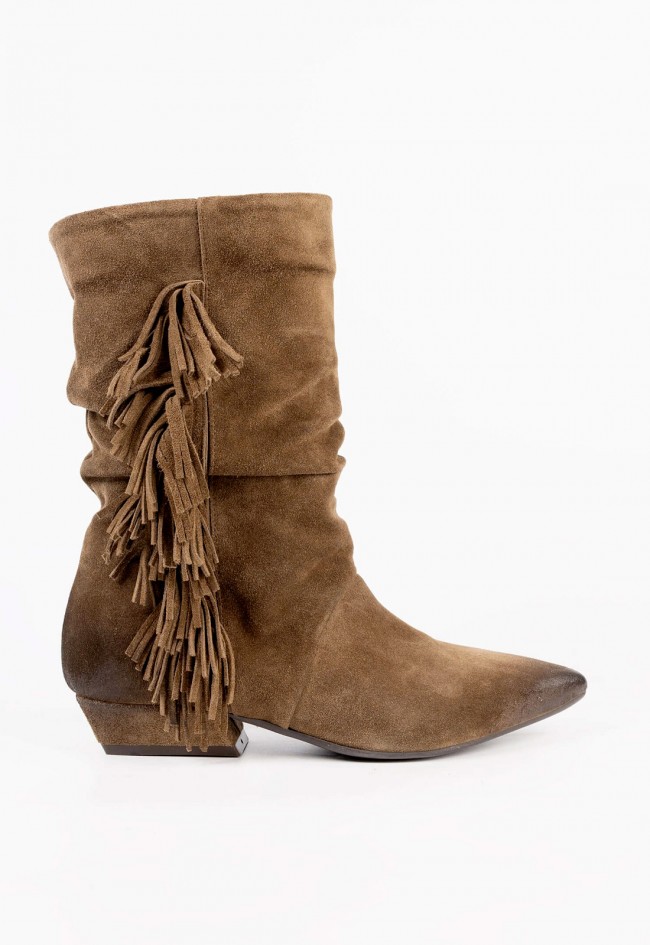 Botas cowboy de ante Mimmu Grace con flecos y espíritu boho chic
