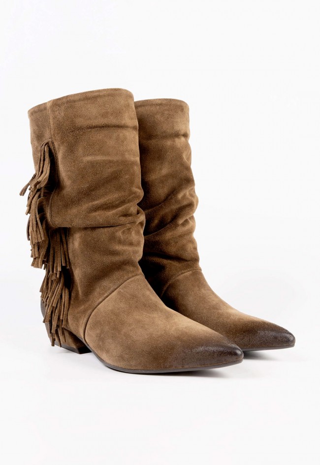 Botas cowboy de ante Mimmu Grace con flecos y espíritu boho chic