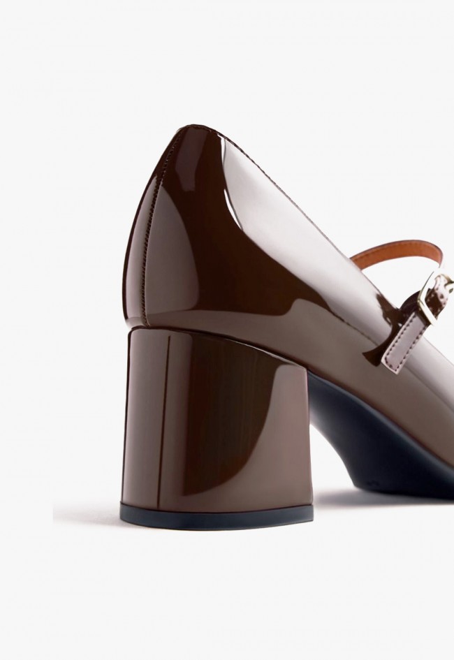 Zapatos Gioseppo Windham marrones de charol estilo Mary-Jane con tacón cuadrado