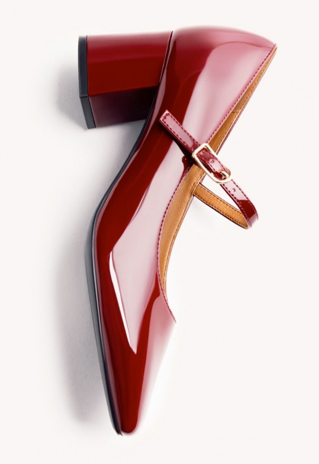 Zapatos Gioseppo Windham burdeos de charol estilo Mary-Jane con tacón cuadrado