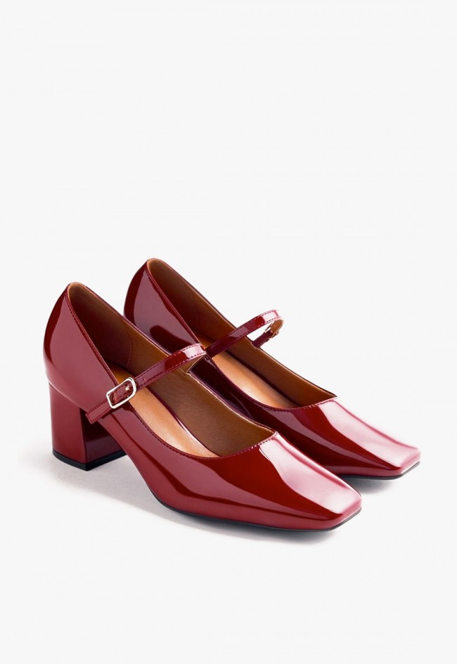 Zapatos Gioseppo Windham burdeos de charol estilo Mary-Jane con tacón cuadrado