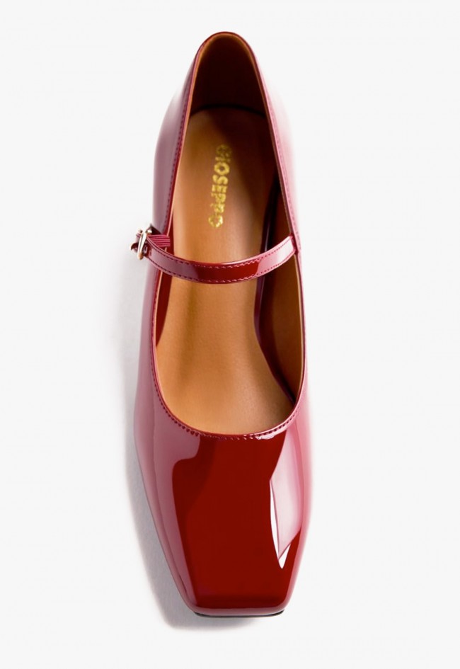 Zapatos Gioseppo Windham burdeos de charol estilo Mary-Jane con tacón cuadrado
