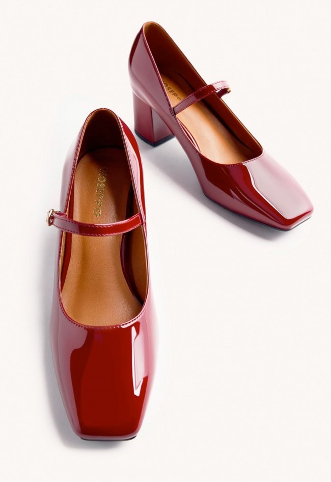 Zapatos Gioseppo Windham burdeos de charol estilo Mary-Jane con tacón cuadrado