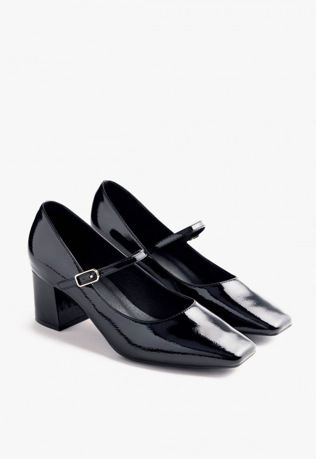 Zapatos Gioseppo Windham negros de charol estilo Mary-Jane con tacón cuadrado