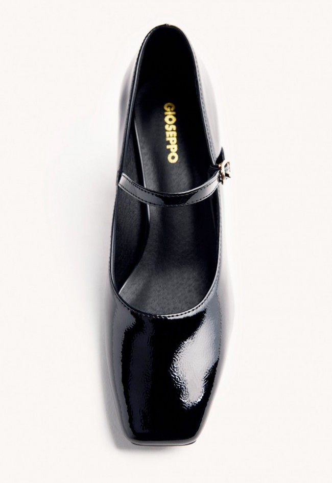 Zapatos Gioseppo Windham negros de charol estilo Mary-Jane con tacón cuadrado