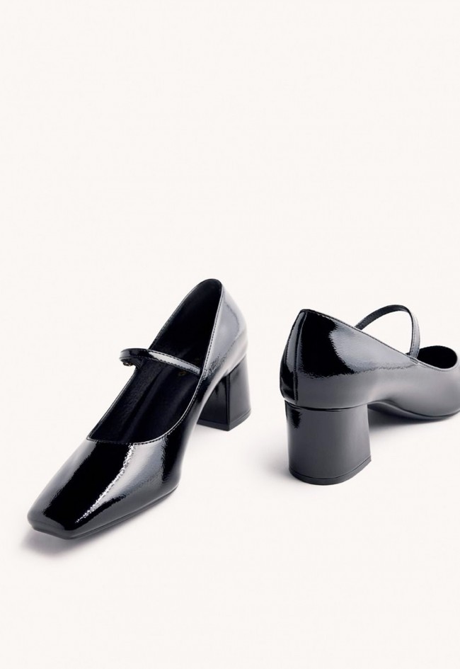 Zapatos Gioseppo Windham negros de charol estilo Mary-Jane con tacón cuadrado