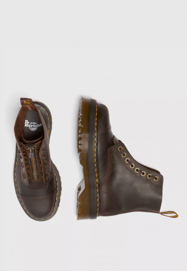 Botas Dr. Martens Sinclair Crazy Horse marrones de mujer — estilo vintage con plataforma y carácter rebelde