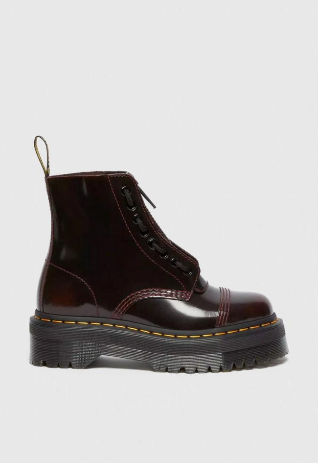 Botas Dr. Martens Sinclair Arcadia burdeos de mujer — el clásico reinventado con brillo y poder