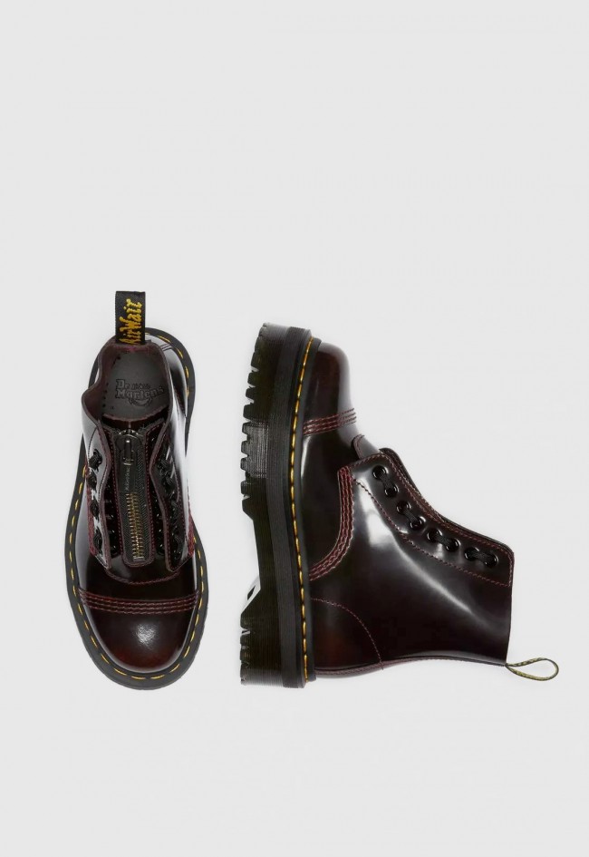 Botas Dr. Martens Sinclair Arcadia burdeos de mujer — el clásico reinventado con brillo y poder