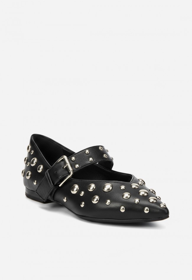 Bailarina negra con tachuelas Why Pink? m5635 para mujer de estilo rebelde y sofisticado