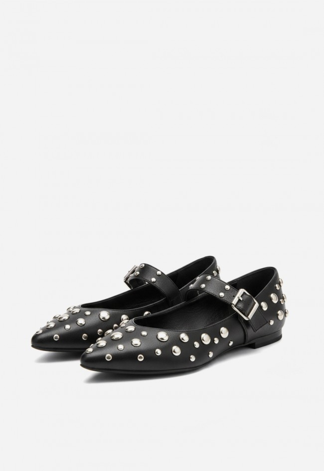 Bailarina negra con tachuelas Why Pink? m5635 para mujer de estilo rebelde y sofisticado