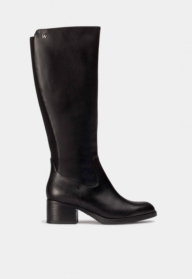 Botas Wonders SANTAFÉ 50 Negras de mujer en piel y textil estilo riding con plantilla MemoryGel