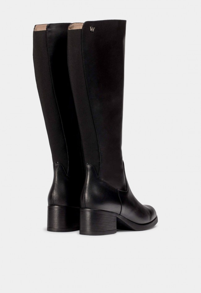 Botas Wonders SANTAFÉ 50 Negras de mujer en piel y textil estilo riding con plantilla MemoryGel