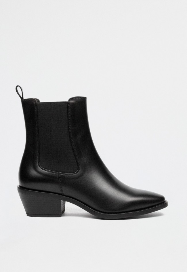 Botines GLO Renata 7451 de mujer estilo campero en piel negra con tacón medio