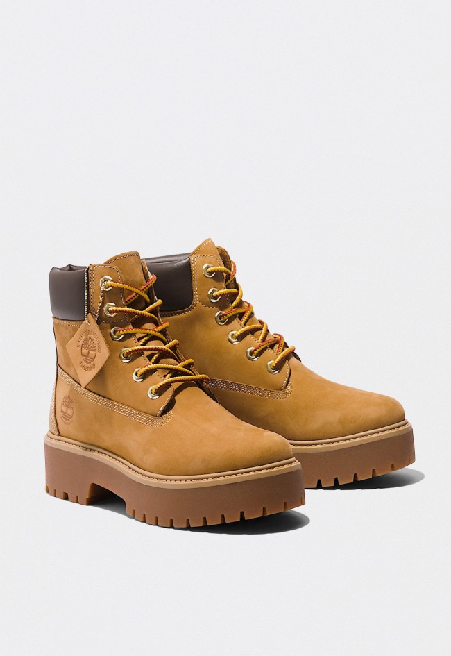 Botas Timberland 6-Inch Stone Street de mujer en cuero amarillo impermeables con plataforma