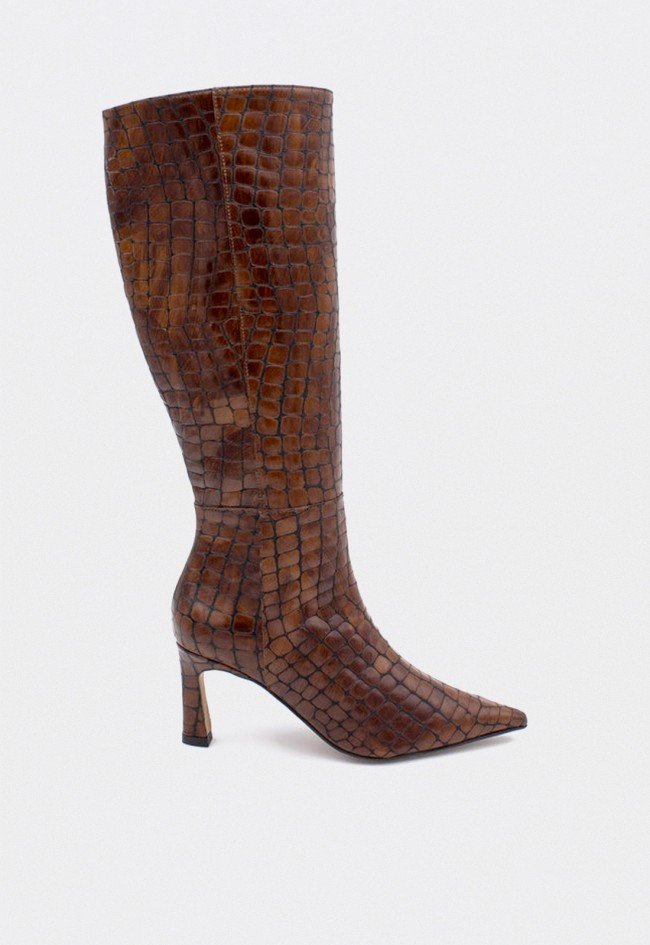 Botas altas Ángel Alarcón Hata de mujer en piel efecto cocodrilo — elegancia salvaje con tacón fino