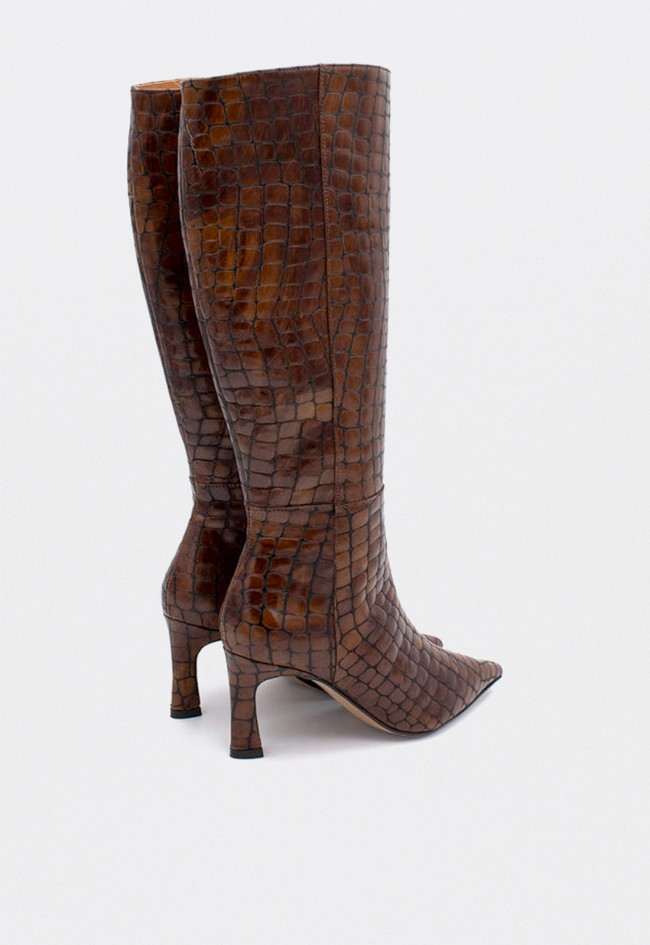 Botas altas Ángel Alarcón Hata de mujer en piel efecto cocodrilo — elegancia salvaje con tacón fino
