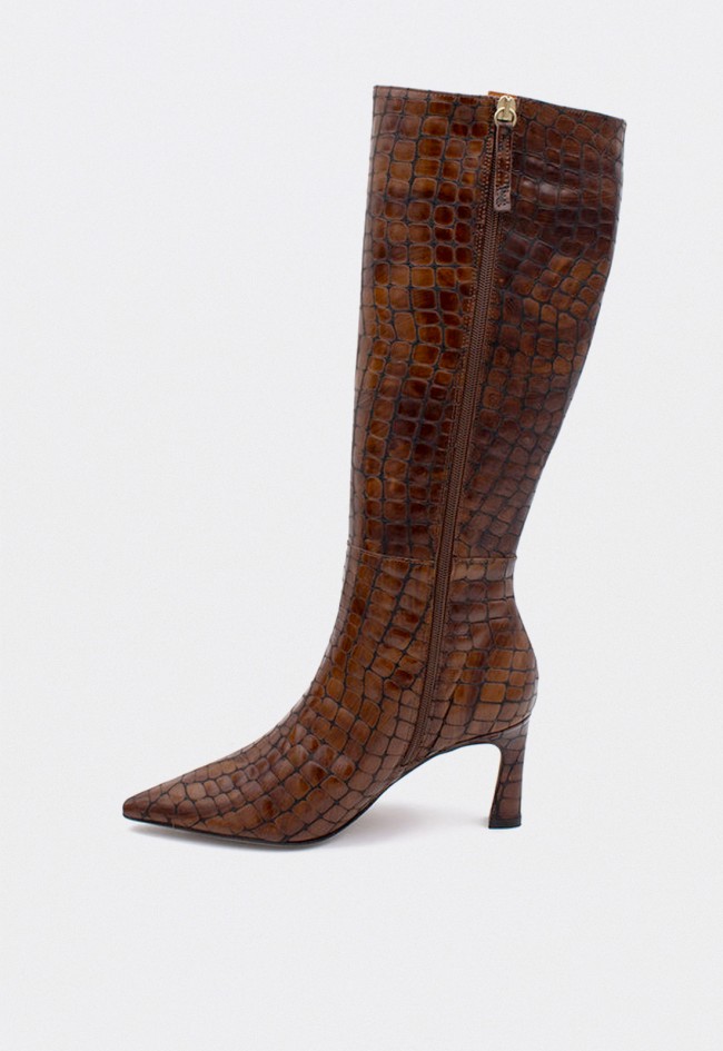 Botas altas Ángel Alarcón Hata de mujer en piel efecto cocodrilo — elegancia salvaje con tacón fino