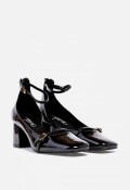 Zapato de vestir WHY PINK? M5750 de mujer en charol negro — tacón medio y pulsera al tobillo
