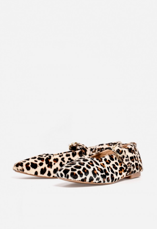 Bailarina de mujer GLO 4057 en piel con estampado leopardo — sofisticación salvaje con toque urbano