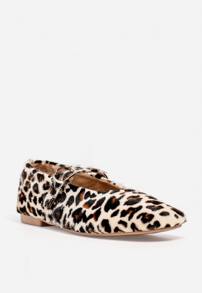 Bailarina de mujer GLO 4057 en piel con estampado leopardo — sofisticación salvaje con toque urbano