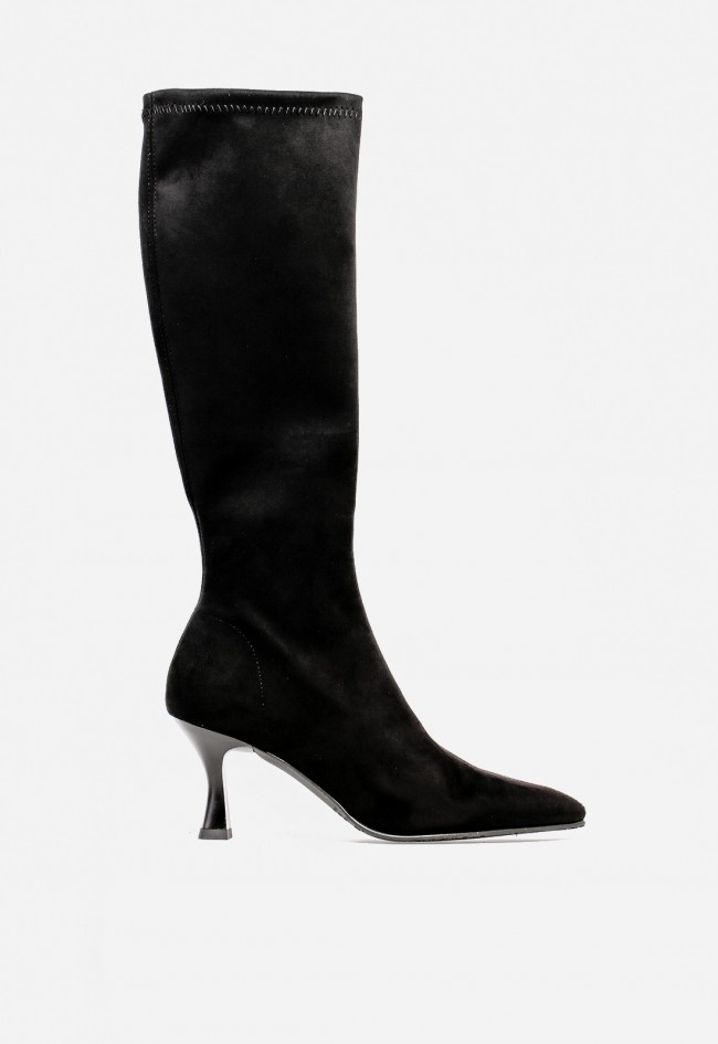 Bota de mujer MISS ELASTIC 78041 en tejido negro — elegancia elástica con tacón de aguja