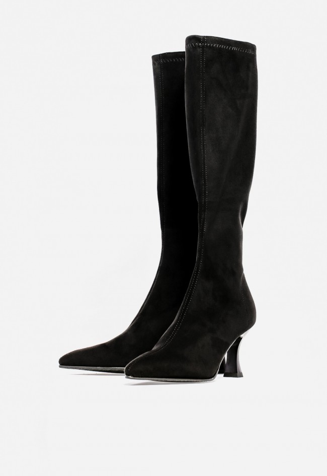 Bota de mujer MISS ELASTIC 78041 en tejido negro — elegancia elástica con tacón de aguja