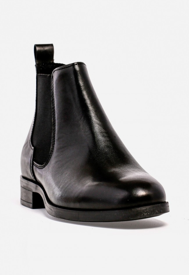 Botín plano de mujer VAS 39244 en piel negra — estilo Chelsea con elegancia esencial