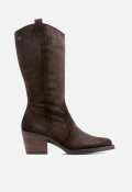 Botas cowboy de piel Porronet Helga moka — con cremallera interior y tacón medio