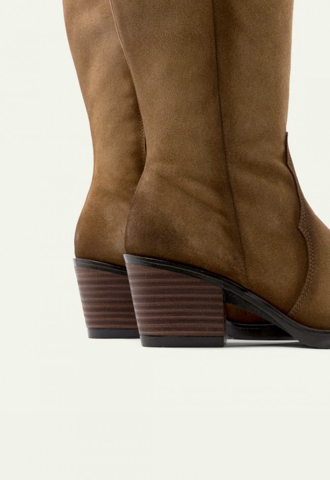 Botas mujer cowboy de piel Porronet Helga cuero — con cremallera interior y tacón medio