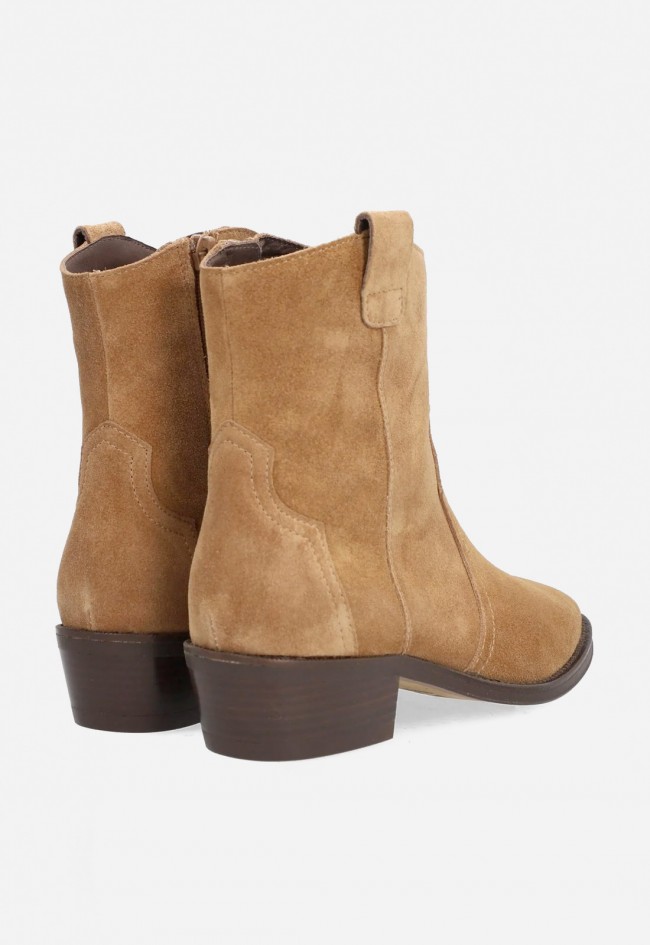Botines cowboy de piel Alpe Cécile taupe — con tacón medio y cremallera lateral