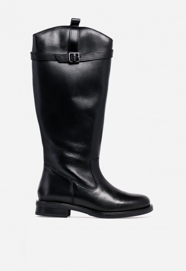 Bota alta de piel Carmina Jhilton 68-2812 negra — diseño clásico con hebilla lateral