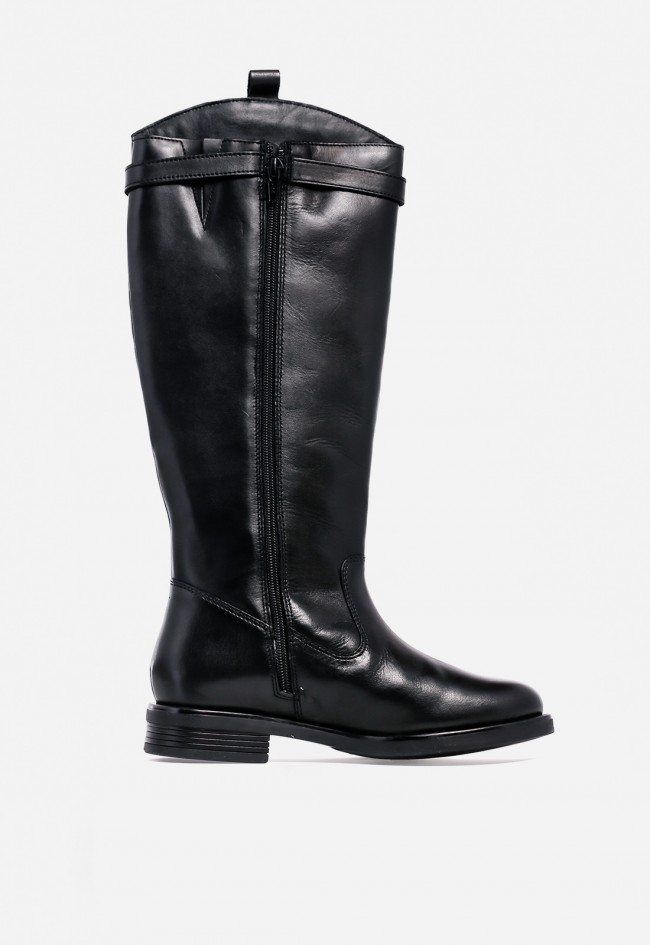 Bota alta de piel Carmina Jhilton 68-2812 negra — diseño clásico con hebilla lateral