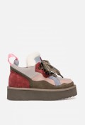 Botines mujer Unique Moon 01 de piel y textil multicolor con plataforma